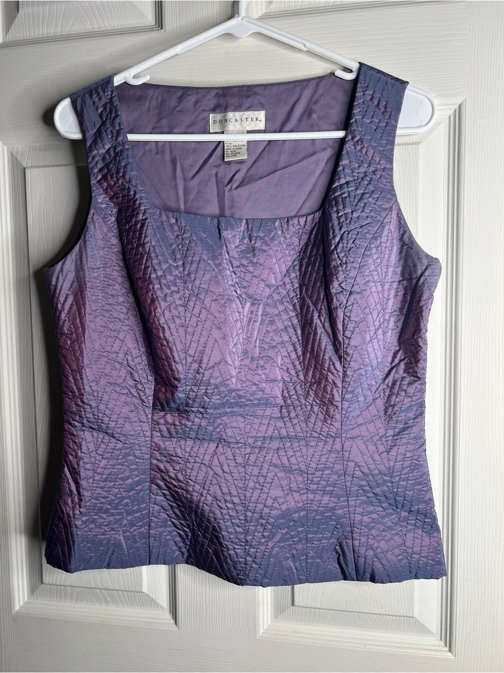 Vintage Doncaster 100% Silk Iridescent Purple Quilted Tank Top